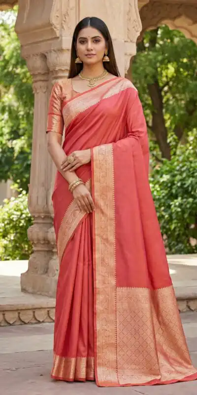 MB 3322 Peach in Color Banarasi Silk Zari Work & Lace Work Saree . Now at just ₹1899. Delivery 4-6 Working Days. Shop now. | Sarees, Bollywood Sarees, Creative Sarees, Designer Sarees, Embroidered Sarees, Ethnic Saree, Modern Digital sarees, Party Wear Sarees