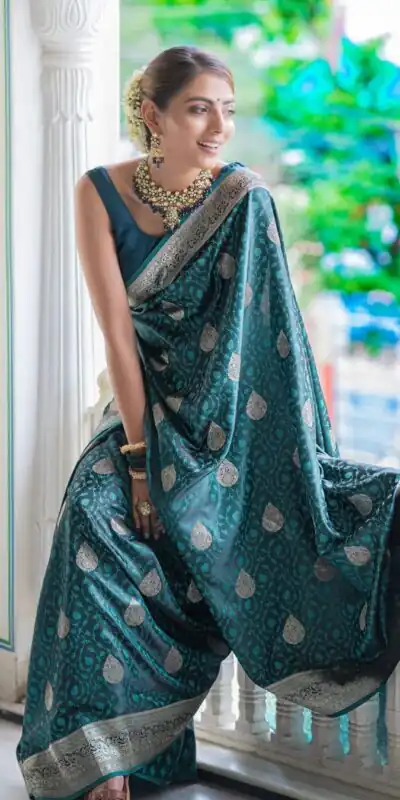 KPR 252 Peacock Blue in Soft Lichi Silk Lace Work & Lace Border Saree. Affordable Price ₹1449. Delivery 4-6 Working Days. Shop now. | Sarees, Bollywood Sarees, Creative Sarees, Designer Sarees, Embroidered Sarees, Ethnic Saree, Modern Digital sarees, Party Wear Sarees