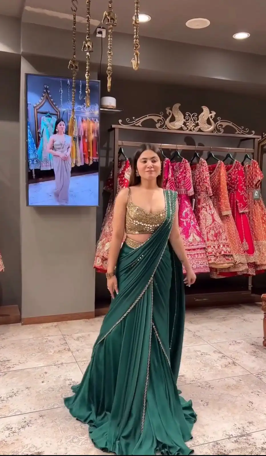 BD 1823 Peacock Green Faux Georgette Saree Perfect for Wedding, Party, Family Gatherings, Onam, Bridal Wear – . Best Price ₹2149. Delivery 4-6 Working Days. | Sarees, Bollywood Sarees, Creative Sarees, Designer Sarees, Embroidered Sarees, Ethnic Saree, Modern Digital sarees, Party Wear Sarees