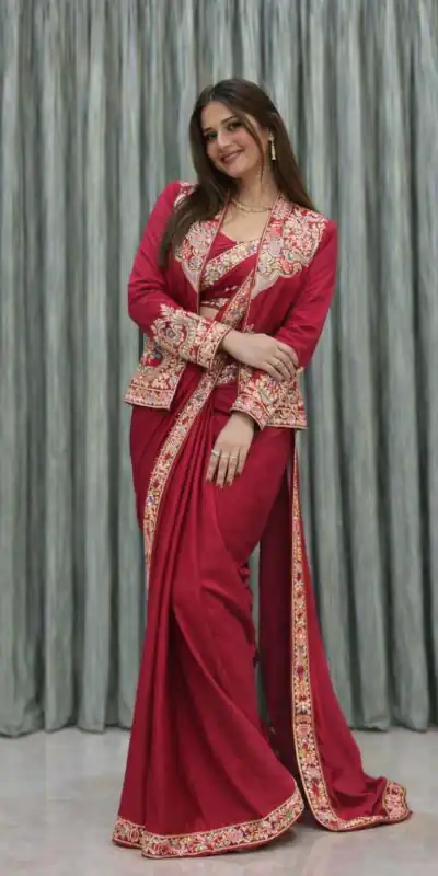 BB 60 Pink Crap Silk Saree with Embroidery Work. Wedding, Party, Festive, Events Festive Deal ₹2099. Delivery 4-6 Working Days. Shop now. | Sarees, Bollywood Sarees, Creative Sarees, Designer Sarees, Embroidered Sarees, Ethnic Saree, Modern Digital sarees, Party Wear Sarees