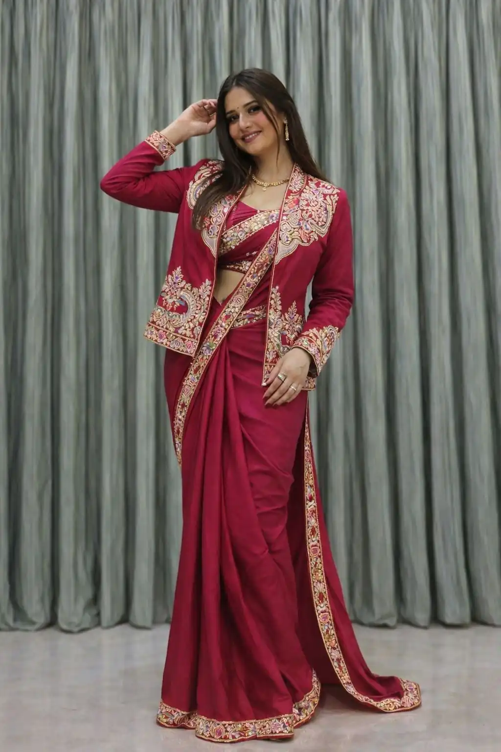 BB 60 Pink Crap Silk Saree with Embroidery Work. Wedding, Party, Festive, Events Festive Deal ₹2099. Delivery 4-6 Working Days. Shop now. | Sarees, Bollywood Sarees, Creative Sarees, Designer Sarees, Embroidered Sarees, Ethnic Saree, Modern Digital sarees, Party Wear Sarees