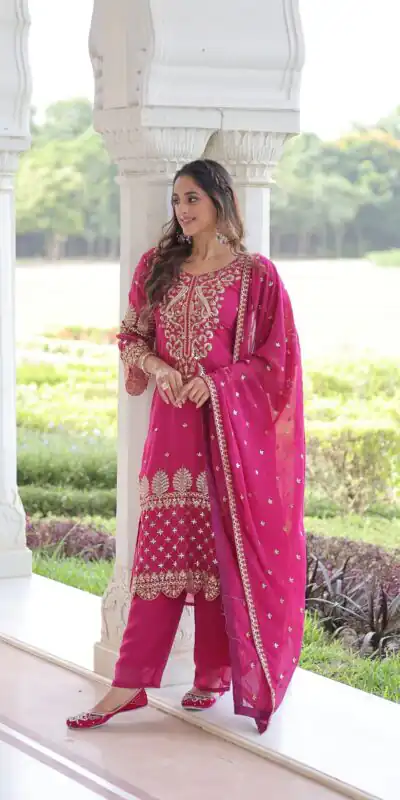 KA 1219 Pink Faux Blooming Salwar SuitPerfect for Wedding, Party, Pongal, Baisakhi, Housewarming – . Now at just ₹2149. Delivery 4-6 Working Days. | Jump Suits, Salwar suit, Casual Suits, Creative suits, Designer Suits, Palazzo Suits, Party Wear Suits, Patiala Suits, Straight Suits