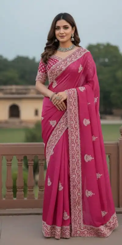 JR 654 Pink Color Soft Gold Crush Saree with Embroidery Work. Affordable Price ₹2049. Delivery 4-6 Working Days. Shop now. | Sarees, Bollywood Sarees, Creative Sarees, Designer Sarees, Embroidered Sarees, Ethnic Saree, Modern Digital sarees, Party Wear Sarees