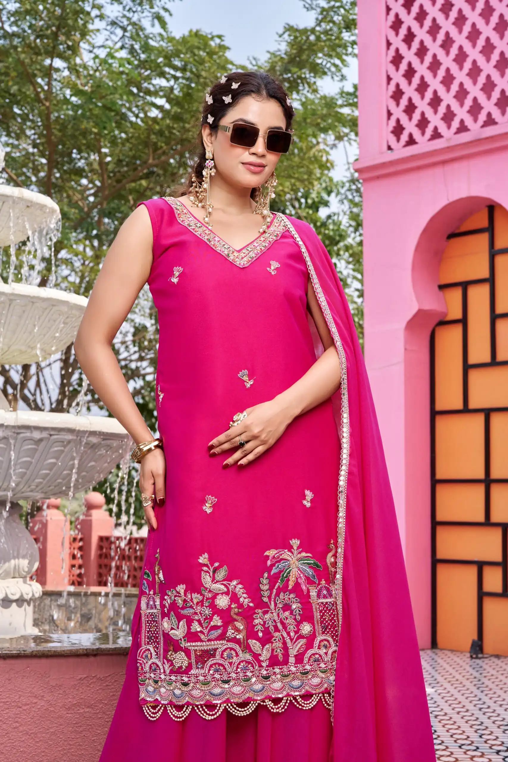 Ram 156 Pink Star Georgette Salwar Suit with Embroidery Work. Available at ₹2649 only. Delivery 4-6 Working Days. Shop now. | Jump Suits, Salwar suit, Casual Suits, Creative suits, Designer Suits, Palazzo Suits, Party Wear Suits, Patiala Suits, Straight Suits
