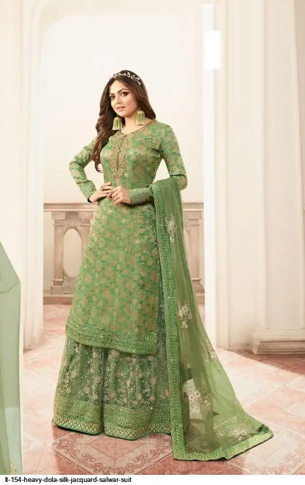 Pista Georgette Jacquard Diamond Sharara Suit