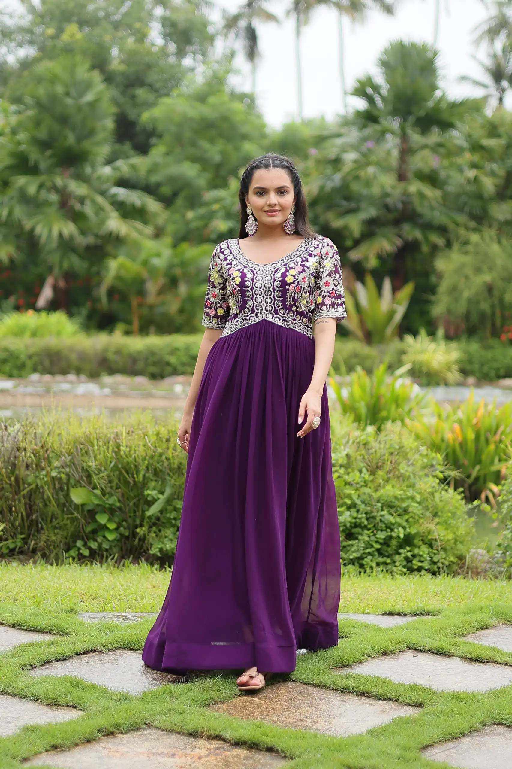 KA 1110 Purple Faux Blooming Gown Perfect for Wedding, Party, Holi, Lohri, Baby Shower – . Introductory Price ₹1649. Delivery 4-6 Working Days. Shop no | Gowns, Bollywood Gowns, Creative Gowns, Designer Gowns, Embroidered Gowns, Party Wear Gowns