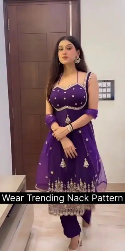 ST 1158 Purple in Faux Georgette Embroidery Work & Lace Work Salwar Suit . Introductory Price ₹1949. Delivery 4-6 Working Days. Shop now. | Jump Suits, Salwar suit, Casual Suits, Creative suits, Designer Suits, Palazzo Suits, Party Wear Suits, Patiala Suits, Straight Suits