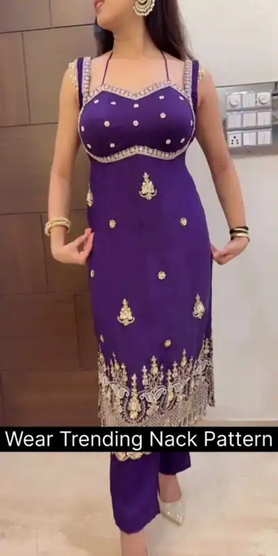 ST 1158 Purple in Faux Georgette Embroidery Work & Lace Work Salwar Suit . Introductory Price ₹1949. Delivery 4-6 Working Days. Shop now. | Jump Suits, Salwar suit, Casual Suits, Creative suits, Designer Suits, Palazzo Suits, Party Wear Suits, Patiala Suits, Straight Suits