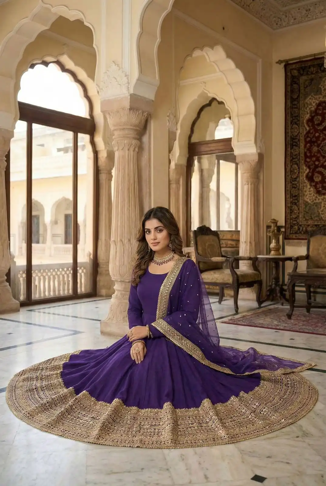 ZSR 3152 Purple Color Roman silk Gown with Embroidery Work & Lace Work. Grab it for ₹2599. Delivery 4-6 Working Days. Shop now. | Gowns, Bollywood Gowns, Creative Gowns, Designer Gowns, Embroidered Gowns, Party Wear Gowns