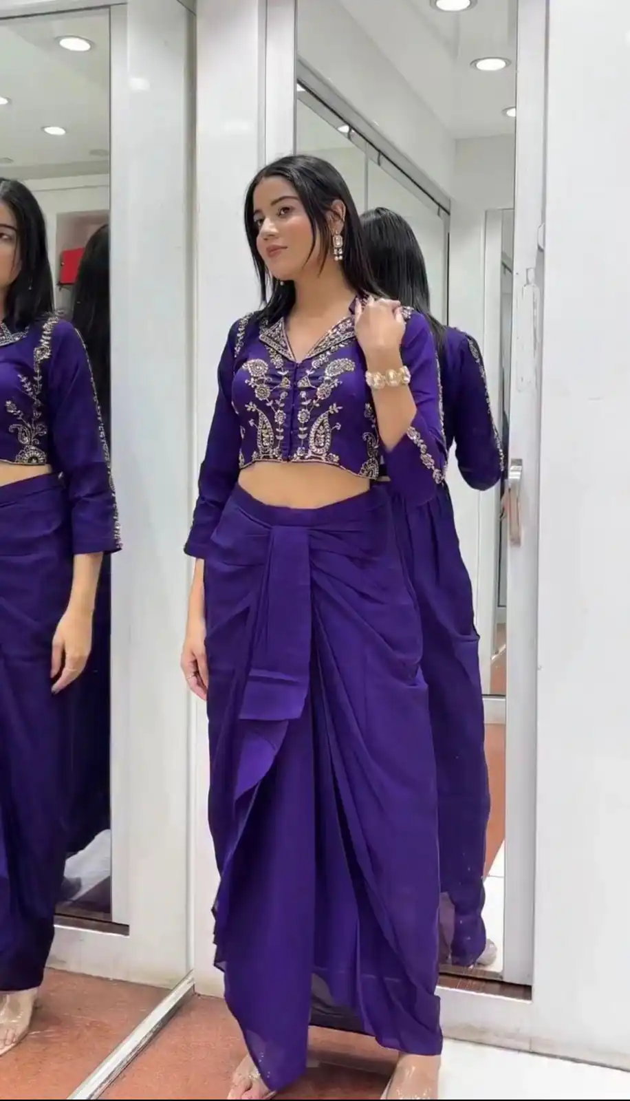 BB 44 Purple Soft Chinon Silk Perfect for Wedding, Party, Durga Puja, Diwali, Holi –Dhoti Suit. Introductory Price ₹2099. Delivery 4-6 Working Days | Jump Suits, Salwar suit, Casual Suits, Creative suits, Designer Suits, Palazzo Suits, Party Wear Suits, Patiala Suits, Straight Suits