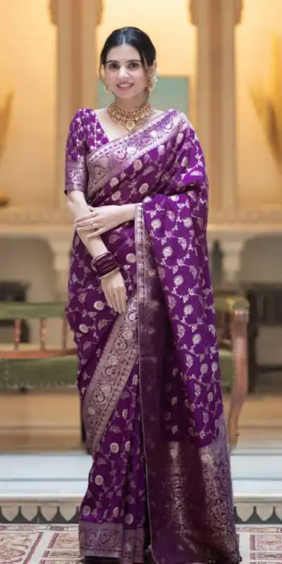 KPR 208 Purple in Color Soft Lichi Silk Designer Work Saree . Available at ₹1399 only. Delivery 4-6 Working Days. Shop now. | Sarees, Bollywood Sarees, Creative Sarees, Designer Sarees, Embroidered Sarees, Ethnic Saree, Modern Digital sarees, Party Wear Sarees