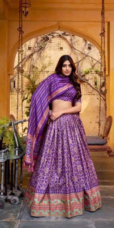 LNB 1201 Purple Tasar Silk Lehenga Choli Perfect for Wedding, Party, Traditional Day, Sangeet, Housewarming β . Introductory Price βΉ2499. Delivery 4- | Lehenga, Bollywood Lehenga, Creative Lehenga, Designer Lehenga, Embroidered Lehenga, Party Wear Lehenga