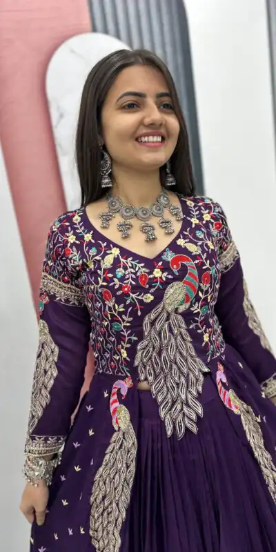 PC 528 Purple Color Vichitra Sequence Work Lehenga Choli Designer Work. Grab it for ₹2649. Delivery 4-6 Working Days. Shop now. | Lehenga, Bollywood Lehenga, Creative Lehenga, Designer Lehenga, Embroidered Lehenga, Party Wear Lehenga