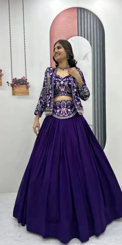 PC 559 Purple Vichitra Silk Lehenga Choli. Perfect for Wedding, Party, Eid, Temple Visit, Mehendi – Affordable Price ₹3149. Delivery 4-6 Working Day | Lehenga, Bollywood Lehenga, Creative Lehenga, Designer Lehenga, Embroidered Lehenga, Party Wear Lehenga