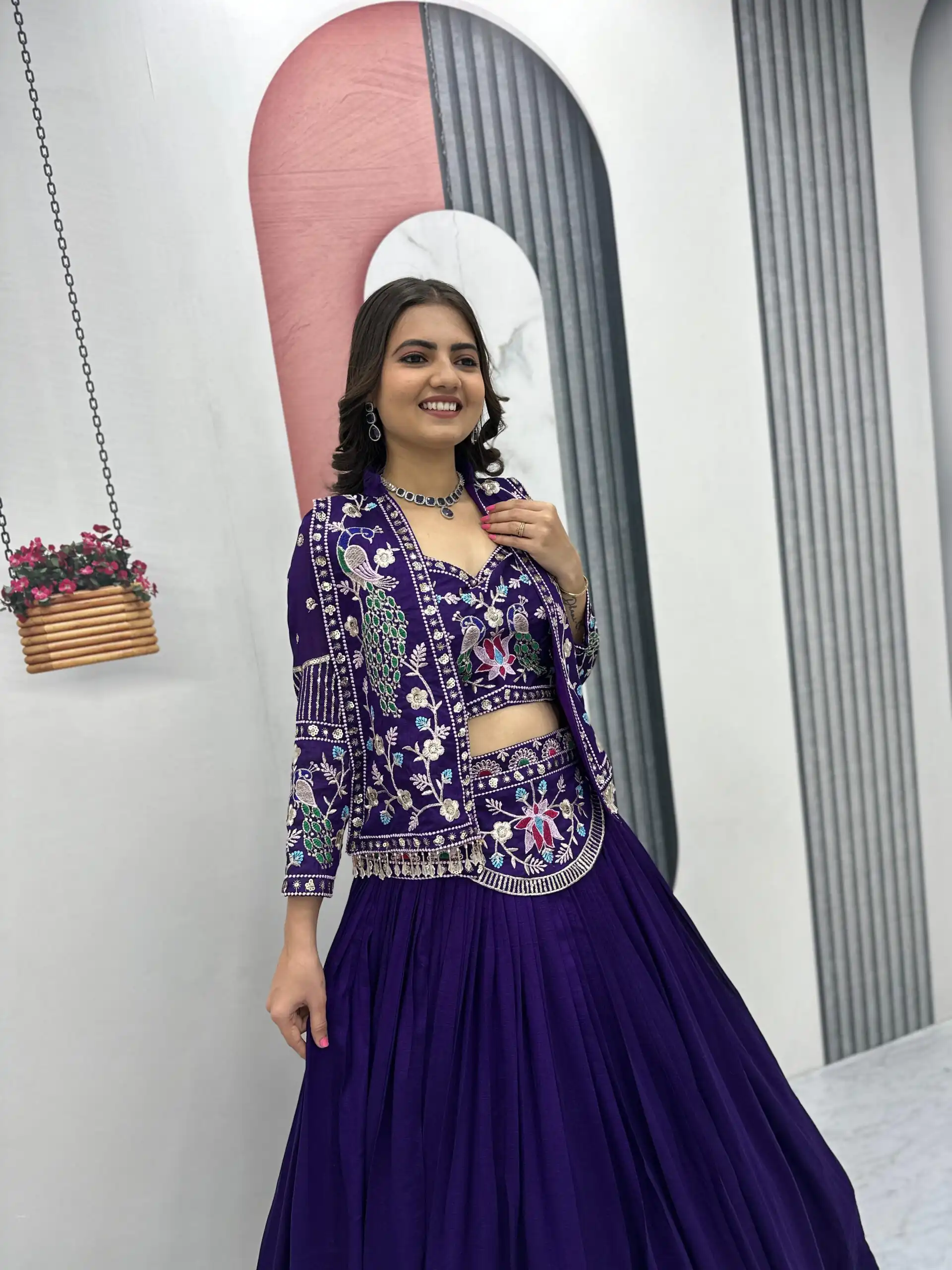 PC 559 Purple Vichitra Silk Lehenga Choli. Perfect for Wedding, Party, Eid, Temple Visit, Mehendi – Affordable Price ₹3149. Delivery 4-6 Working Day | Lehenga, Bollywood Lehenga, Creative Lehenga, Designer Lehenga, Embroidered Lehenga, Party Wear Lehenga