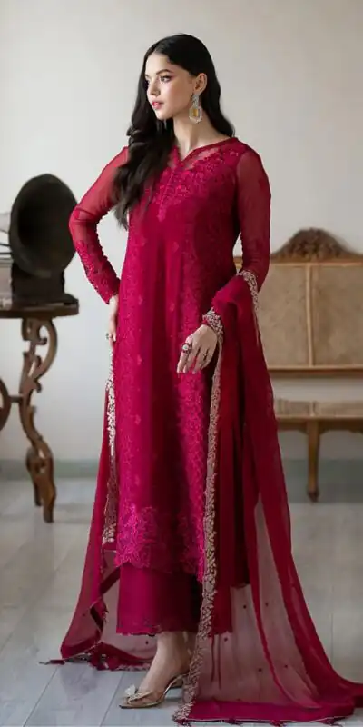 NSR 866 Rani Pink Faux Georgette Salwar Suit Perfect for Wedding, Party, Cultural Events, Housewarming, Ganesh Chaturthi – . Now at just ₹2149. De | Jump Suits, Salwar suit, Casual Suits, Creative suits, Designer Suits, Palazzo Suits, Party Wear Suits, Patiala Suits, Straight Suits