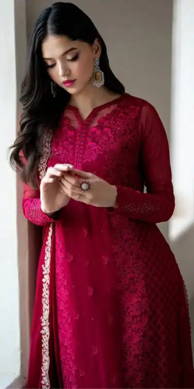 NSR 866 Rani Pink Faux Georgette Salwar Suit Perfect for Wedding, Party, Cultural Events, Housewarming, Ganesh Chaturthi – . Now at just ₹2149. De | Jump Suits, Salwar suit, Casual Suits, Creative suits, Designer Suits, Palazzo Suits, Party Wear Suits, Patiala Suits, Straight Suits