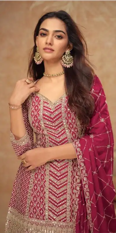 FC 7518 Red Chinon Salwar Suit Perfect for Wedding, Party, Diwali, Durga Puja, Temple Visit – . Festive Deal ₹3099. Delivery 4-6 Working Days. | Jump Suits, Tops & Bottoms, Track Suits, Salwar suit, Casual Suits, Creative suits, Designer Suits, Palazzo Suits, Party Wear Suits, Patiala Suits, Straight Suits, Trendy Wear