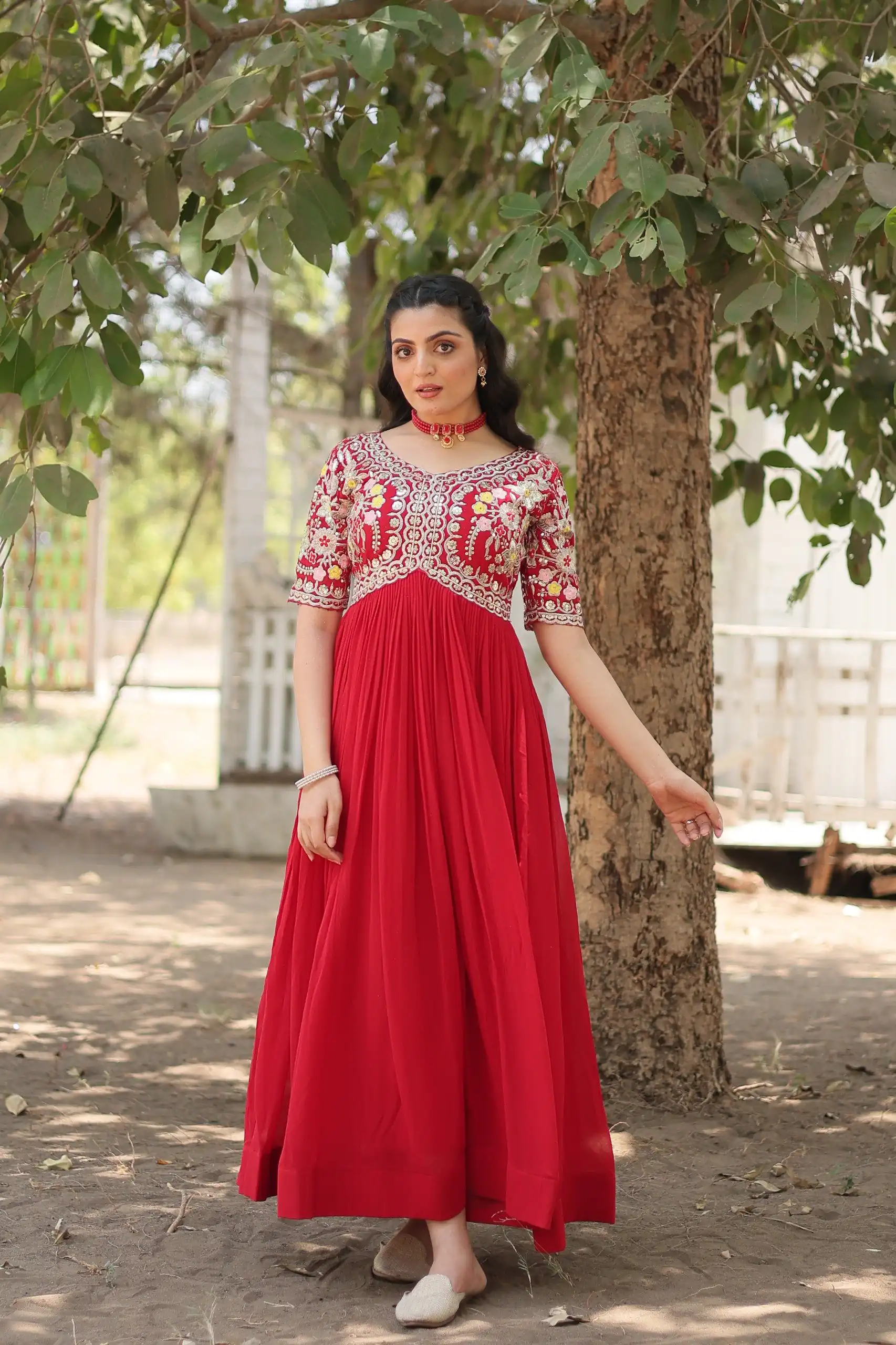 KA 1110 Red Faux Blooming Gown Perfect for Wedding, Party, Holi, Lohri, Baby Shower – . Introductory Price ₹1649. Delivery 4-6 Working Days. Shop no | Gowns, Bollywood Gowns, Creative Gowns, Designer Gowns, Embroidered Gowns, Party Wear Gowns