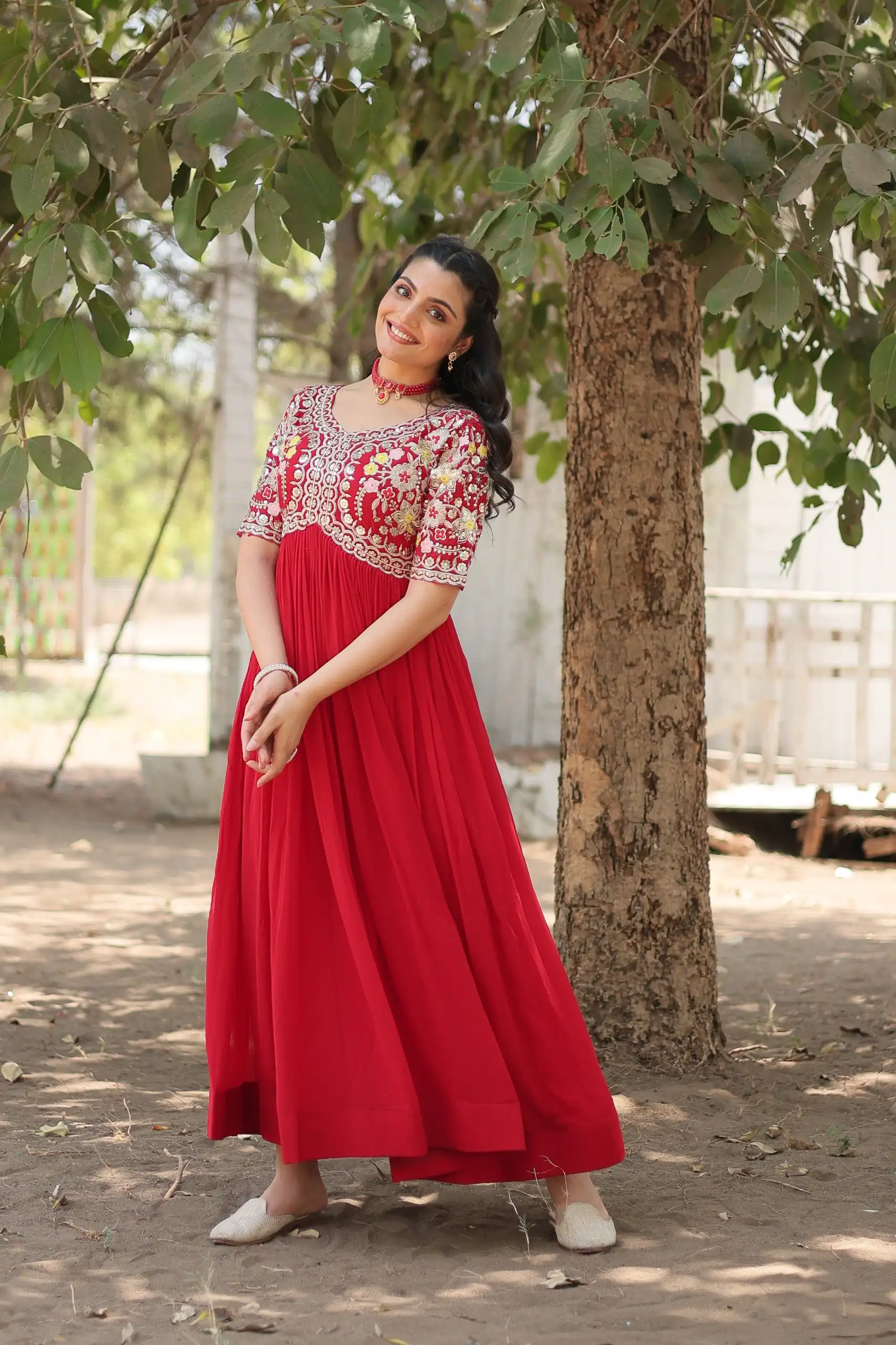 KA 1110 Red Faux Blooming Gown Perfect for Wedding, Party, Holi, Lohri, Baby Shower – . Introductory Price ₹1649. Delivery 4-6 Working Days. Shop no | Gowns, Bollywood Gowns, Creative Gowns, Designer Gowns, Embroidered Gowns, Party Wear Gowns