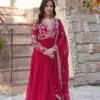 KA 1147 Red Faux Blooming Gown with Embroidery Work & Zari Work. Affordable Price ₹2049. Delivery 4-6 Working Days. Shop now. | Gowns, Bollywood Gowns, Creative Gowns, Designer Gowns, Embroidered Gowns, Party Wear Gowns