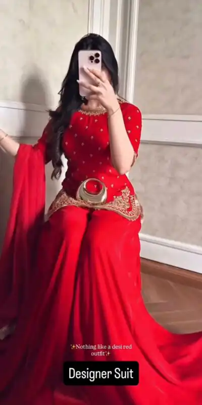 KD 1568 Red in Faux Georgette Embroidery Work & Lace Work Salwar Suit . Introductory Price ₹1999. Delivery 4-6 Working Days. Shop now. | Jump Suits, Salwar suit, Casual Suits, Creative suits, Designer Suits, Palazzo Suits, Party Wear Suits, Patiala Suits, Straight Suits