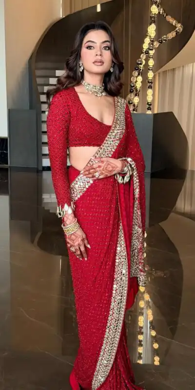 BD 1811 Red in Faux Georgette Mirror Work & Embroidery Work Saree . Exclusive Offer ₹2049. Delivery 4-6 Working Days. Shop now. | Sarees, Bollywood Sarees, Creative Sarees, Designer Sarees, Embroidered Sarees, Ethnic Saree, Modern Digital sarees, Party Wear Sarees