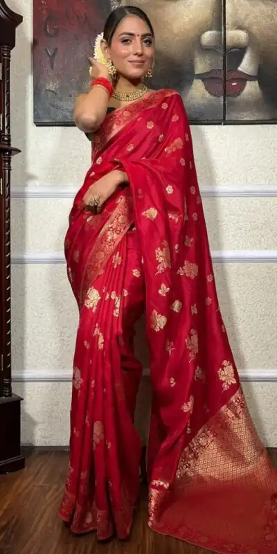 KPR 226 Red Soft Lichi Silk Saree Perfect for Wedding, Party, Raksha Bandhan, Sangeet, Eid – . Get it for ₹1399. Delivery 4-6 Working Days. | Sarees, Bollywood Sarees, Creative Sarees, Designer Sarees, Embroidered Sarees, Ethnic Saree, Modern Digital sarees, Party Wear Sarees