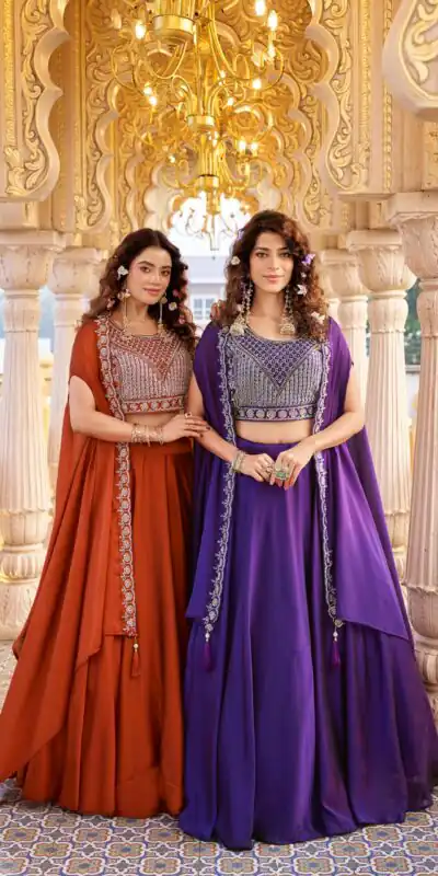 Ram 155 Rust in Color Rangoli Silk Embroidery Work Lehenga Choli . Exclusive Offer ₹3249. Delivery 4-6 Working Days. Shop now. | Lehenga, Bollywood Lehenga, Creative Lehenga, Designer Lehenga, Embroidered Lehenga, Party Wear Lehenga