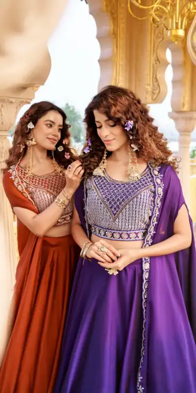 Ram 155 Rust in Color Rangoli Silk Embroidery Work Lehenga Choli . Exclusive Offer ₹3249. Delivery 4-6 Working Days. Shop now. | Lehenga, Bollywood Lehenga, Creative Lehenga, Designer Lehenga, Embroidered Lehenga, Party Wear Lehenga