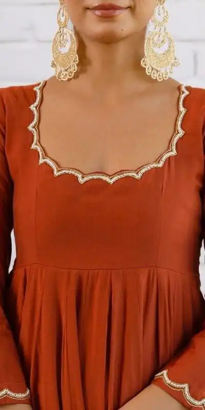 SRk 5324 Rust Color Vichitra silk Gown with Bead Work & Lace Work. Now at just ₹1849. Delivery 4-6 Working Days. Shop now. | Gowns, Bollywood Gowns, Creative Gowns, Designer Gowns, Embroidered Gowns, Party Wear Gowns