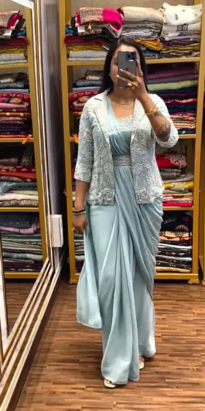 BB 58 Sky Blue Chinon Silk Saree Perfect for Wedding, Party, Engagement, Baby Shower, Sangeet – . Available at ₹1999 only. Delivery 4-6 Working Day | Sarees, Bollywood Sarees, Creative Sarees, Designer Sarees, Embroidered Sarees, Ethnic Saree, Modern Digital sarees, Party Wear Sarees