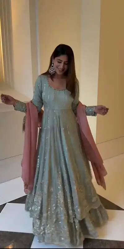 SR 1677 Sky Blue Star Georgette Lehenga Choli with Embroidery Work. Get it for ₹2399. Delivery 4-6 Working Days. Shop now. | Lehenga, Bollywood Lehenga, Creative Lehenga, Designer Lehenga, Embroidered Lehenga, Party Wear Lehenga