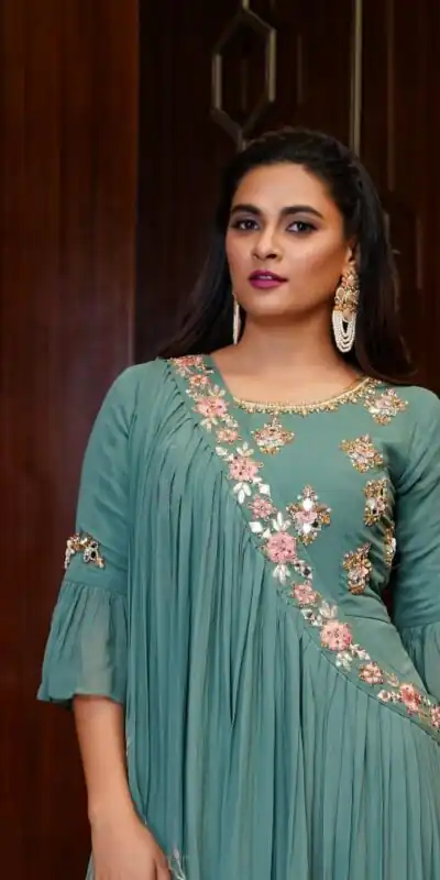 KT 190 Teal in Georgette. Mirror Work & Lace Work Gown Wedding, Party, Festive, Events, Now at just ₹1949. Delivery 4-6 Working Days. Shop now. | Gowns, Bollywood Gowns, Creative Gowns, Designer Gowns, Embroidered Gowns, Party Wear Gowns
