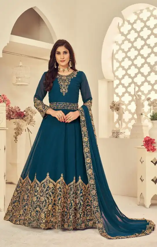 DS 1121 Tea Georgette Salwar Suit with Stone Work. Get it for ₹1999. Wedding, Party, Festive, Events, Delivery 4-6 Working Days. Shop now. | Jump Suits, Tops & Bottoms, Track Suits, Salwar suit, Casual Suits, Creative suits, Designer Suits, Palazzo Suits, Party Wear Suits, Patiala Suits, Straight Suits, Trendy Wear