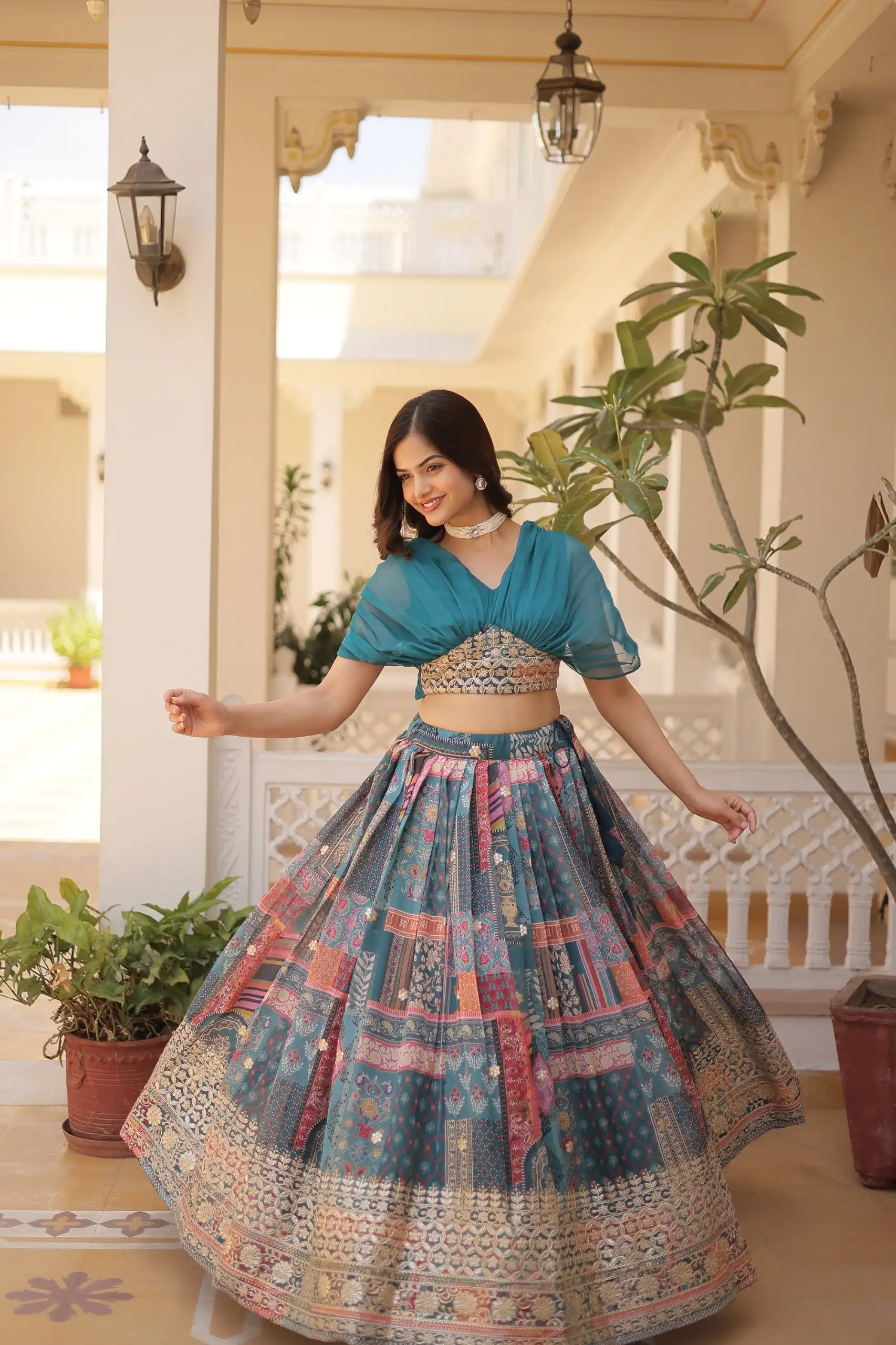KA 5032 Teal Lehenga Choli Perfect for Wedding, Party, Temple Visit, Anniversary, Haldi – Best Price ₹3149. Delivery 4-6 Working Days. Shop now. | Lehenga, Bollywood Lehenga, Creative Lehenga, Designer Lehenga, Embroidered Lehenga, Party Wear Lehenga