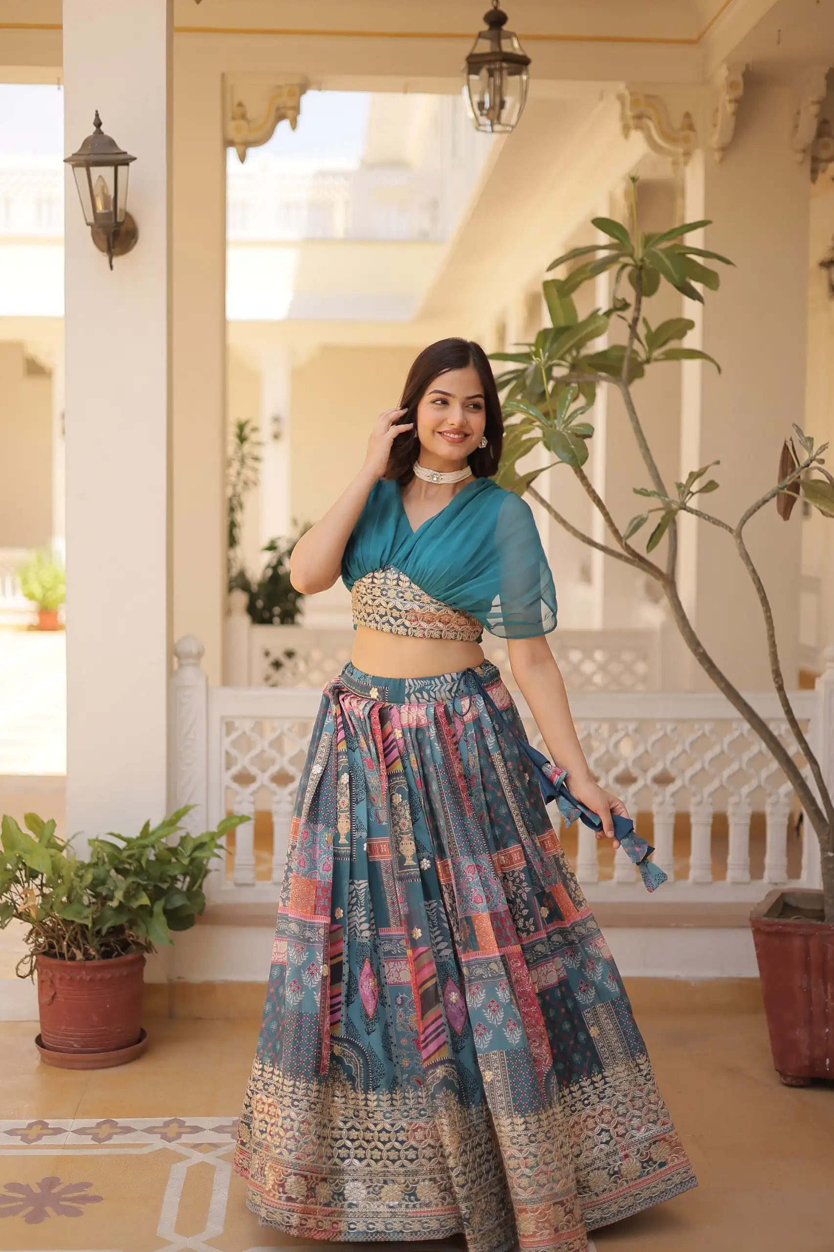 KA 5032 Teal Lehenga Choli Perfect for Wedding, Party, Temple Visit, Anniversary, Haldi – Best Price ₹3149. Delivery 4-6 Working Days. Shop now. | Lehenga, Bollywood Lehenga, Creative Lehenga, Designer Lehenga, Embroidered Lehenga, Party Wear Lehenga