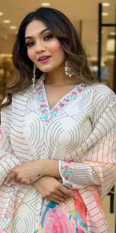 DC G21 White in Maslin Digital Print Salwar Suit . Wedding, Party, Festive, Events, Introductory Price ₹1699. Delivery 4-6 Working Days. Shop now. | Jump Suits, Salwar suit, Casual Suits, Creative suits, Designer Suits, Palazzo Suits, Party Wear Suits, Patiala Suits, Straight Suits