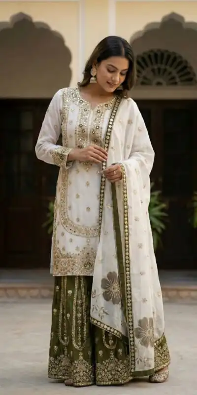 NSR 884 White Organza Silk Salwar Suit with Digital Print & Embroidery Work. Introductory Price ₹2149. Delivery 4-6 Working Days. Shop now. | Jump Suits, Salwar suit, Casual Suits, Creative suits, Designer Suits, Palazzo Suits, Party Wear Suits, Patiala Suits, Straight Suits