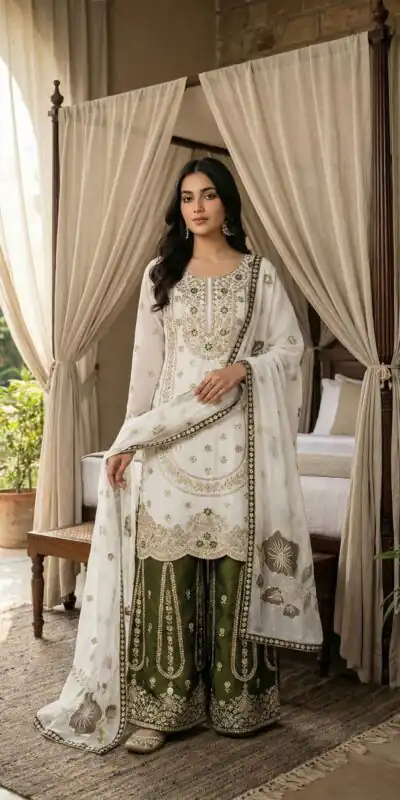 NSR 884 White Organza Silk Salwar Suit with Digital Print & Embroidery Work. Introductory Price ₹2149. Delivery 4-6 Working Days. Shop now. | Jump Suits, Salwar suit, Casual Suits, Creative suits, Designer Suits, Palazzo Suits, Party Wear Suits, Patiala Suits, Straight Suits
