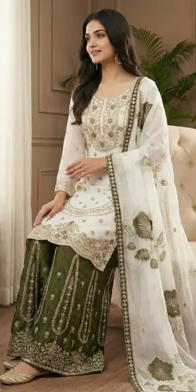 NSR 884 White Organza Silk Salwar Suit with Digital Print & Embroidery Work. Introductory Price ₹2149. Delivery 4-6 Working Days. Shop now. | Jump Suits, Salwar suit, Casual Suits, Creative suits, Designer Suits, Palazzo Suits, Party Wear Suits, Patiala Suits, Straight Suits
