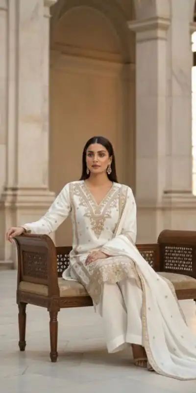 BE 444 White Color Organza Silk Salwar Suit with Embroidery Work. Special Price ₹2099. Delivery 4-6 Working Days. Shop now. | Jump Suits, Salwar suit, Casual Suits, Creative suits, Designer Suits, Palazzo Suits, Party Wear Suits, Patiala Suits, Straight Suits
