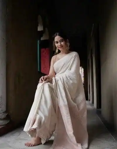 KP 6012 White in Soft Lichi Silk Lace Border & Lace Work Saree . Available at ₹1399 only. Delivery 4-6 Working Days. Shop now. | Sarees, Bollywood Sarees, Creative Sarees, Designer Sarees, Embroidered Sarees, Ethnic Saree, Modern Digital sarees, Party Wear Sarees