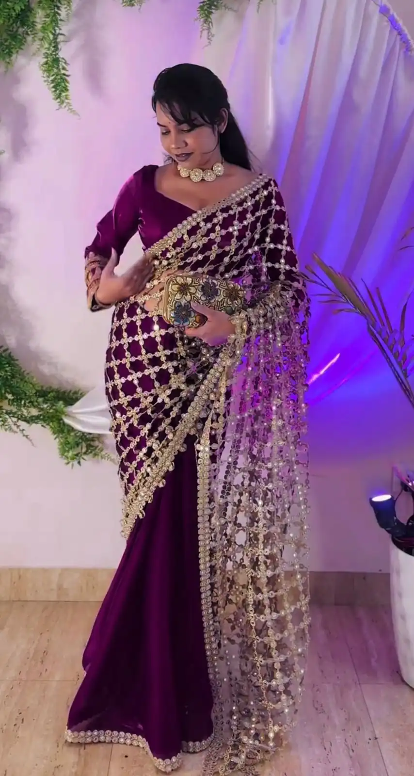 SRK 5322 Wine Fendy Silk Saree with Lace Work & Mirror Work. Wedding, Party, Festive, Events, Festive Deal ₹2499. Delivery 4-6 Working Days. Shop now. | Sarees, Bollywood Sarees, Creative Sarees, Designer Sarees, Embroidered Sarees, Ethnic Saree, Modern Digital sarees, Party Wear Sarees