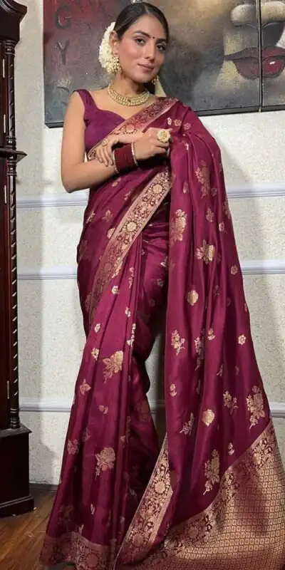 KPR 226 Wine Soft Lichi Silk Saree Perfect for Wedding, Party, Raksha Bandhan, Sangeet, Eid – . Get it for ₹1399. Delivery 4-6 Working Days. | Sarees, Bollywood Sarees, Creative Sarees, Designer Sarees, Embroidered Sarees, Ethnic Saree, Modern Digital sarees, Party Wear Sarees