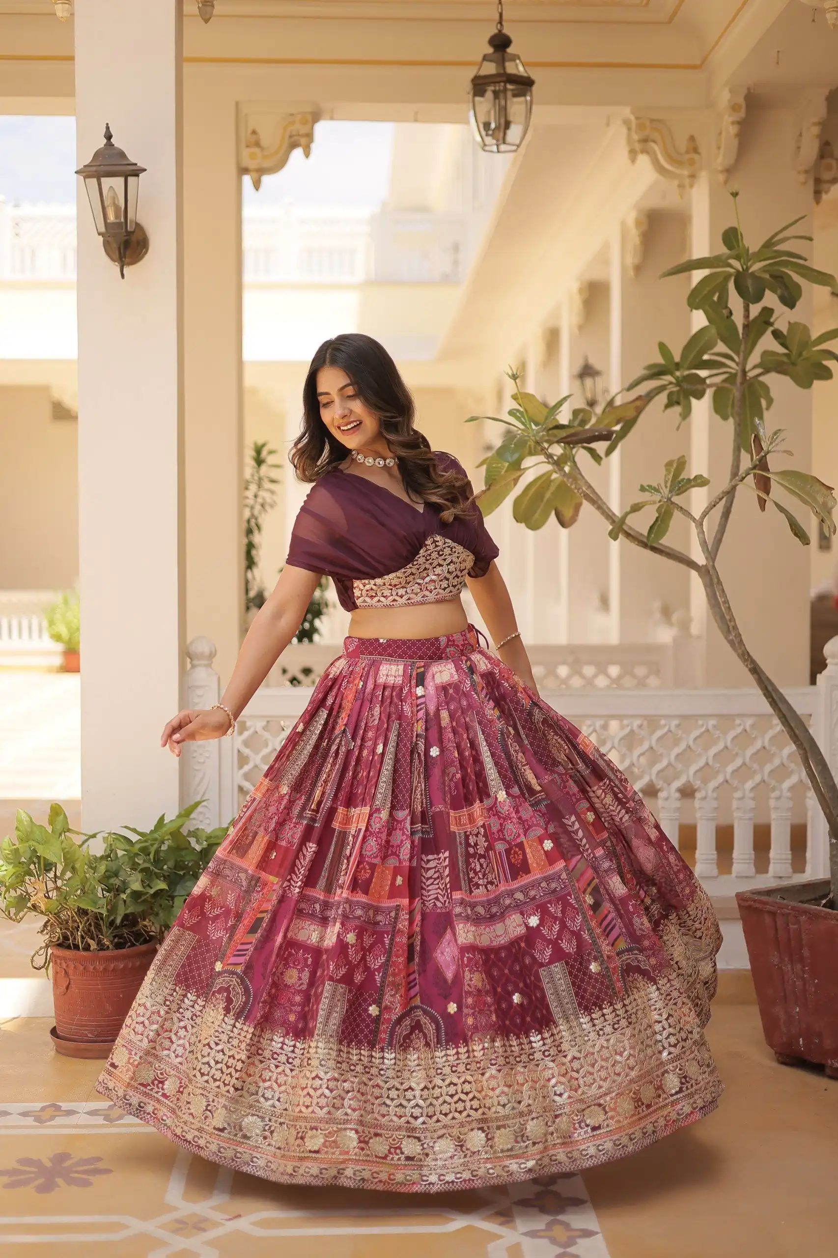 KA 5032 Wine Lehenga Choli Perfect for Wedding, Party, Temple Visit, Anniversary, Haldi – Best Price ₹3149. Delivery 4-6 Working Days. Shop now. | Lehenga, Bollywood Lehenga, Creative Lehenga, Designer Lehenga, Embroidered Lehenga, Party Wear Lehenga
