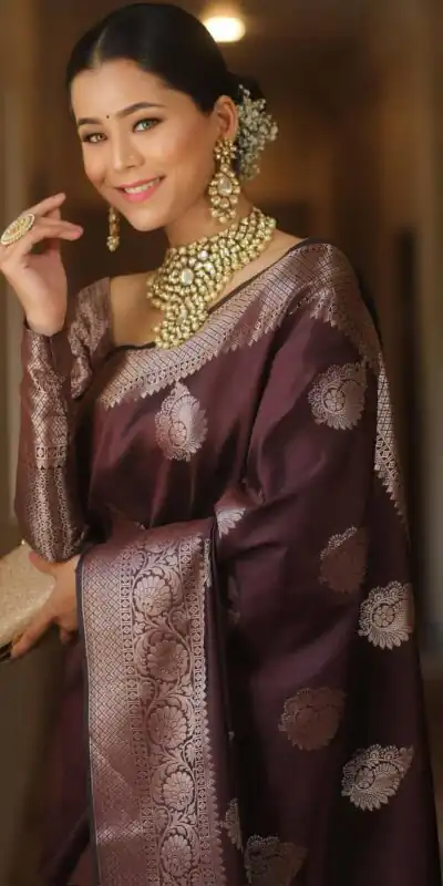 KPR 275 Wine Soft Lichi Silk Saree Perfect for Wedding, Party, Raksha Bandhan, Sangeet, Eid – . Get it for ₹1349. Delivery 4-6 Working Days. | Sarees, Bollywood Sarees, Creative Sarees, Designer Sarees, Embroidered Sarees, Ethnic Saree, Modern Digital sarees, Party Wear Sarees