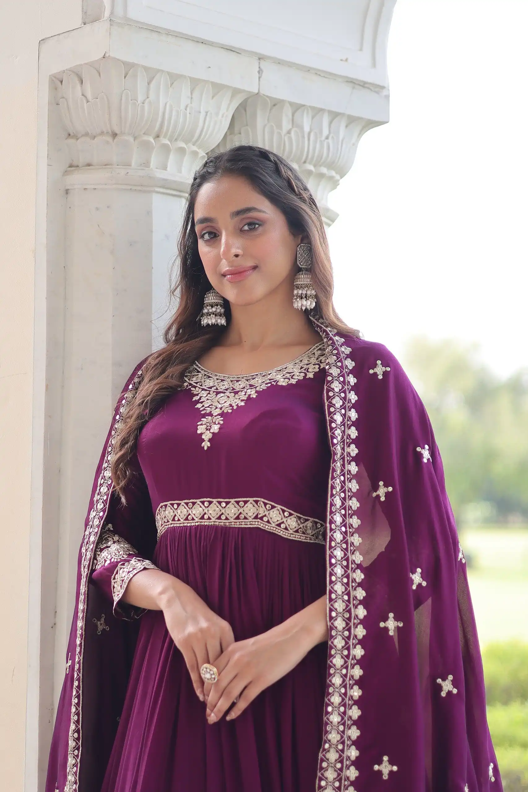 KA 1215 Wine Vichitra Silk Gown Perfect for Wedding, Party, Holi, Anniversary, Mehendi –. Grab it for ₹2449. Delivery 4-6 Working Days. Shop now. | Gowns, Bollywood Gowns, Creative Gowns, Designer Gowns, Embroidered Gowns, Party Wear Gowns