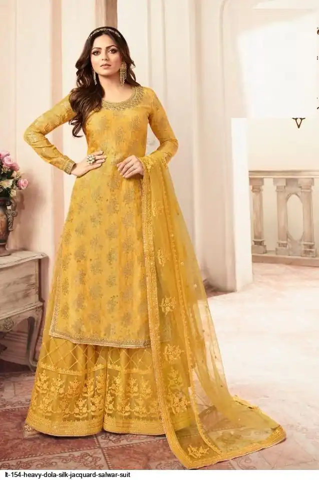 FC L.t 5401 Yellow Color Jacquard Silk Georgette Diamond Sharara Suit Wedding, Party, Festive Expected Delivery 4-6 Working Days  @2999/- | Jump Suits, Salwar suit, Casual Suits, Creative suits, Designer Suits, Palazzo Suits, Party Wear Suits, Patiala Suits, Straight Suits