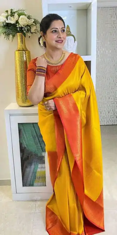 KPR 149 Yellow in Soft Lichi Silk Lace Work & Lace Border Saree. Affordable Price ₹1449. Delivery 4-6 Working Days. Shop now. | Sarees, Bollywood Sarees, Creative Sarees, Designer Sarees, Embroidered Sarees, Ethnic Saree, Modern Digital sarees, Party Wear Sarees